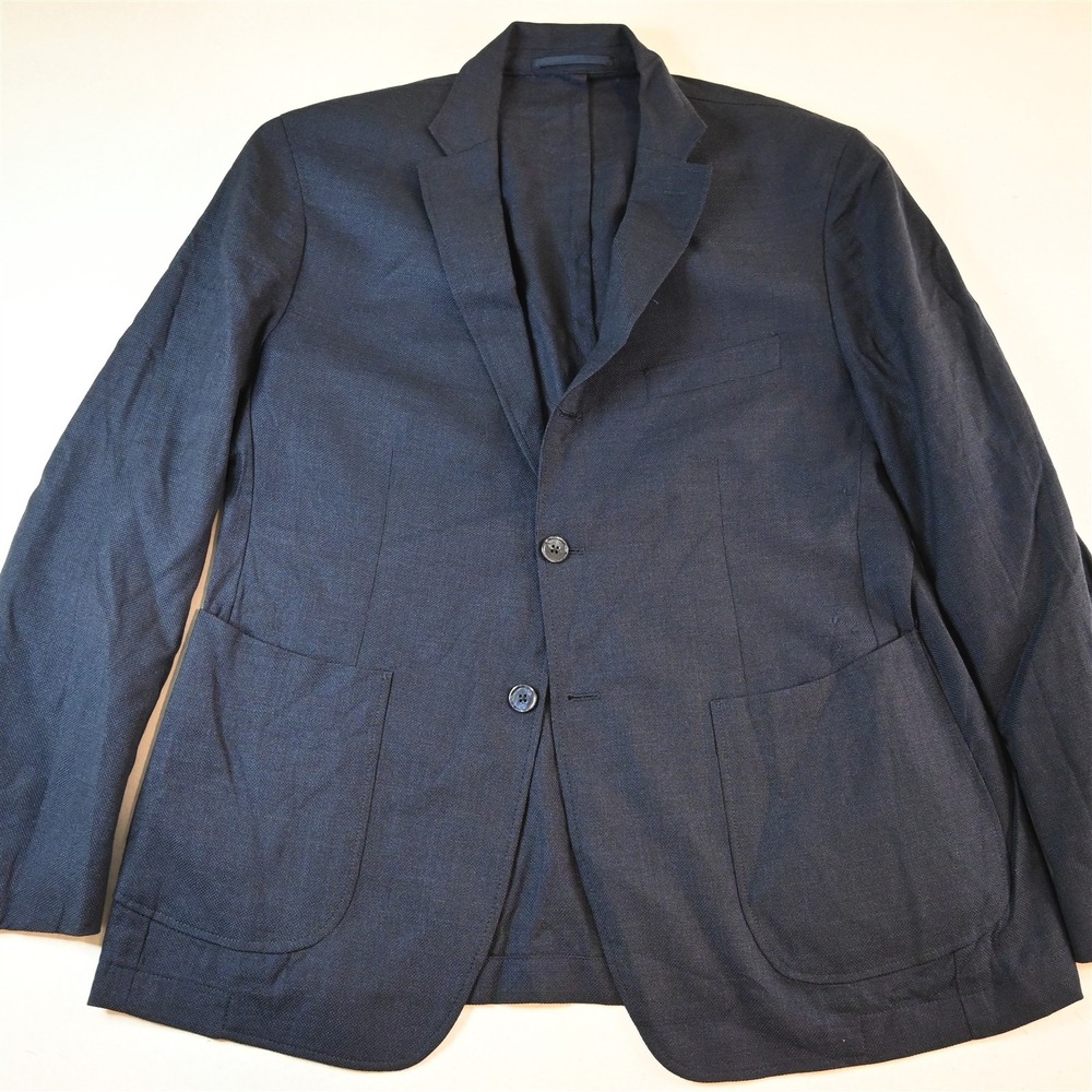 Dylan Gray 44R Navy Blue Reda 100% Wool Unstructured Blazer Jacket Sport Coat
